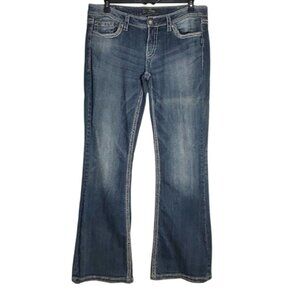 Silver Women's Lola Denim Flare Jeans TALL Y2K Size 34 x 35